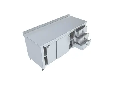 140x60x85 cm Cabinet Block Drawer Bottom and Middle Shelf Kitchen Workbench