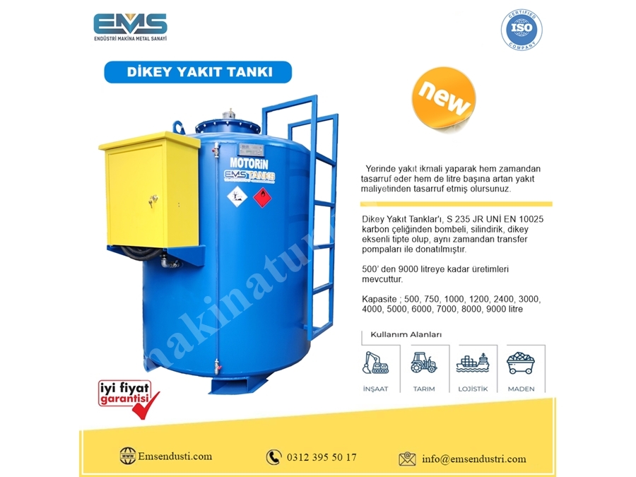 Réservoir à carburant vertical hors sol de 3000 L avec pompe intégrée
