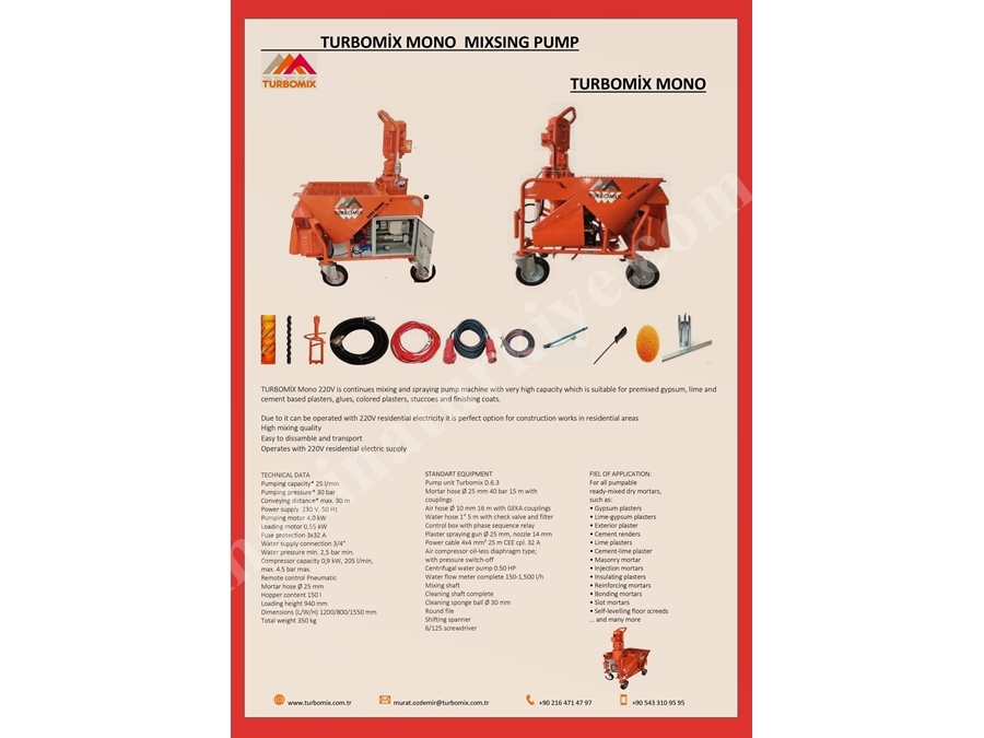 Turbomix 220 Mono Gypsum Machine