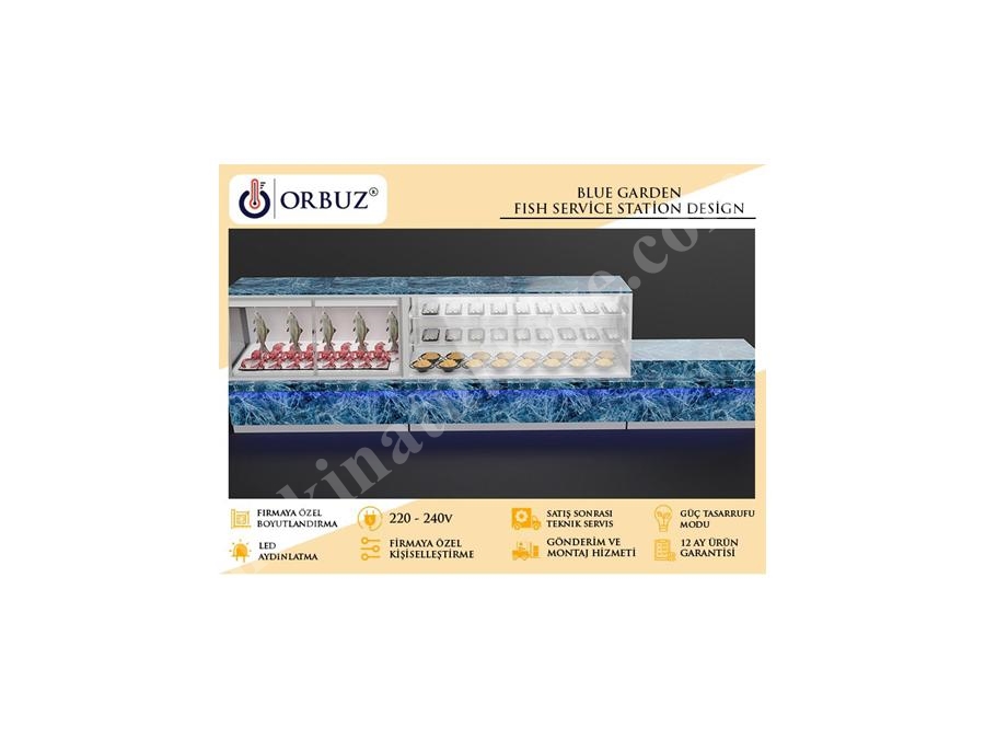 Single Phase Fish Display Cabinet With Cooling System