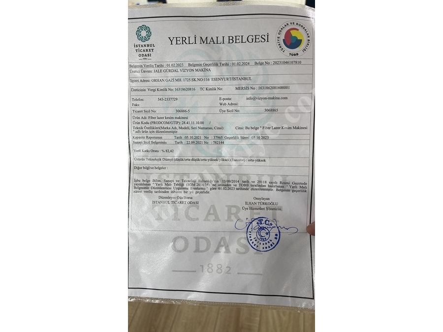 1500x3000 mm 3000 Wat Fiber Lazer Kesim Tezgahı