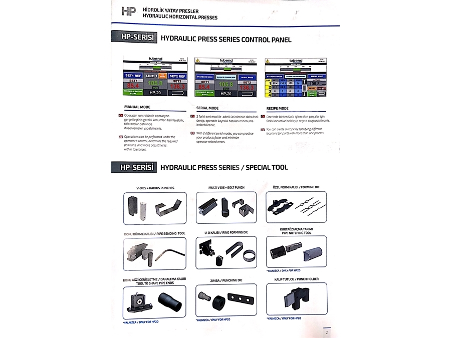 Tubend Hp-20 Hidrolik Yatay Pres