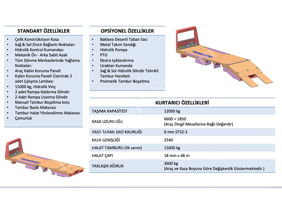 12 Ton Platformlu Lowbed Araç Kurtarma Oto Çekici