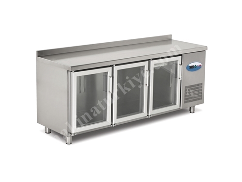 500 Liter 3-türiger Glas-Arbeitsplatten-Kühlschrank