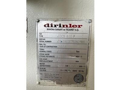 Presse Dirinler de 80 tonnes - 2