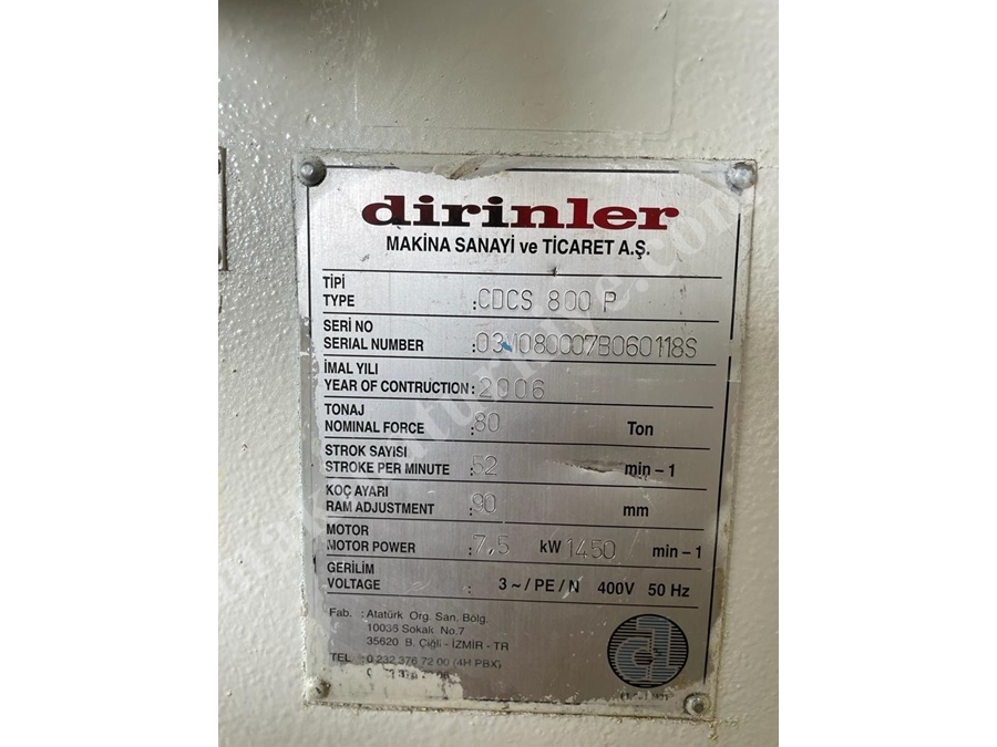 Presse Dirinler de 80 tonnes