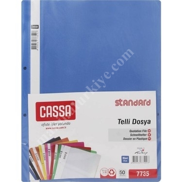 50'Li 7730 Eco A4 Plastik  Mavi Telli Dosya 