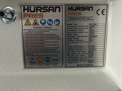 Hürsan 30 Ton Motorlu Atölye Tipi Pres - 4