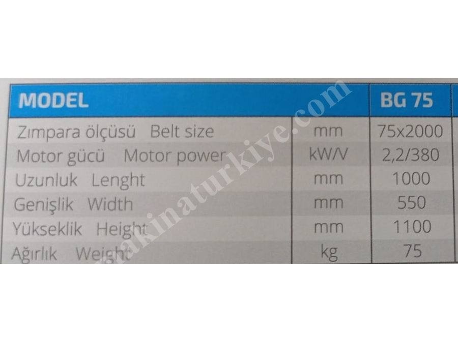 Tubend Bg-75 Bant Zımpara Makinesi