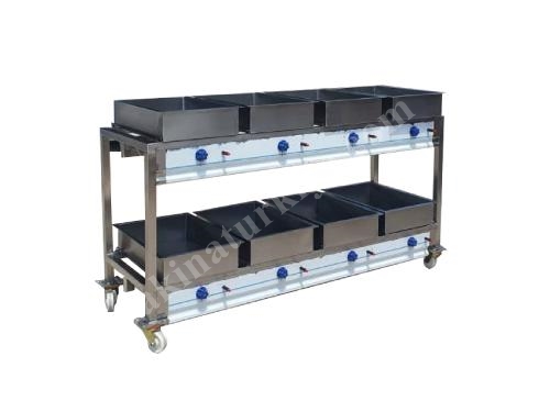 4+4 Stainless Cream Production Trolley