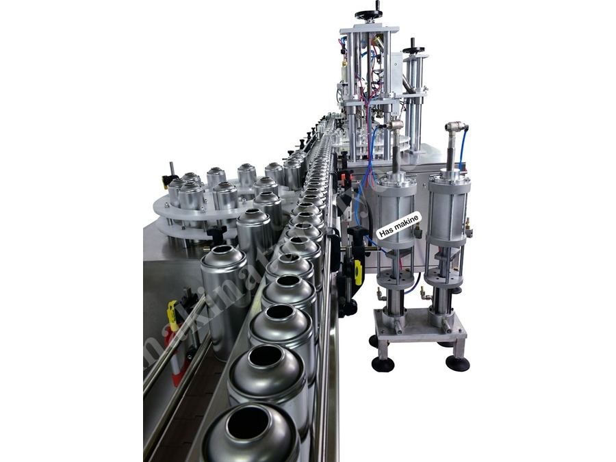 10-12 Adet/Dakika Üçlü Set Aerosol Dolum Makinası