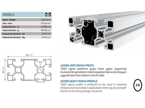 45x90 10 Kanallı Ağır Sigma Profil