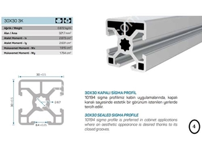 30x30 8 Kanallı Kapalı Sigma Profil - 0