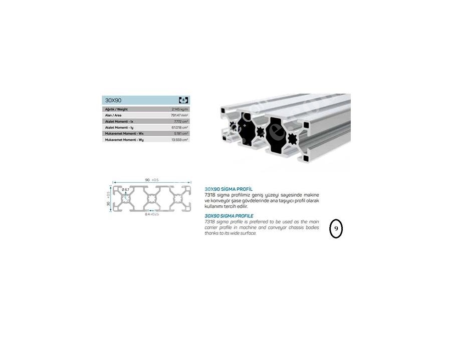 30x90 8 Kanallı Sigma Profil
