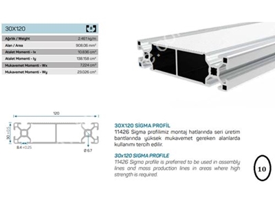 30x120 8 Kanallı Sigma Profil - 0