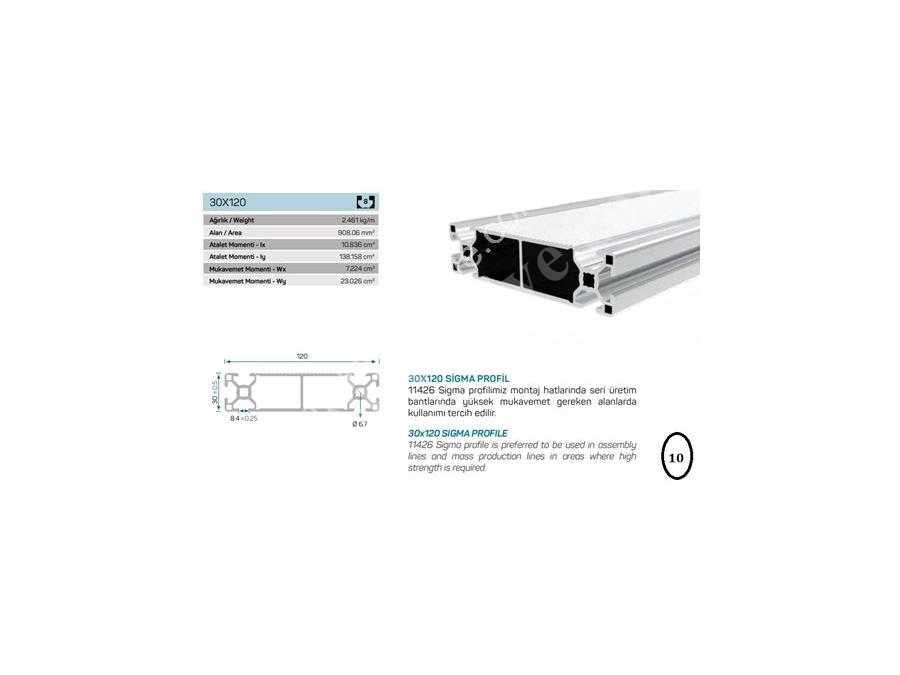 30x120 8 Kanallı Sigma Profil