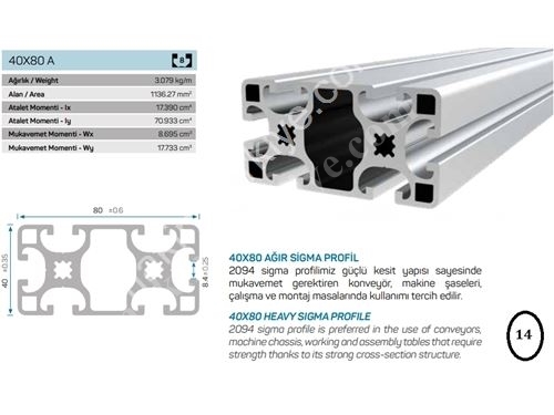 40x80 8 Kanallı Ağır Sigma Profil