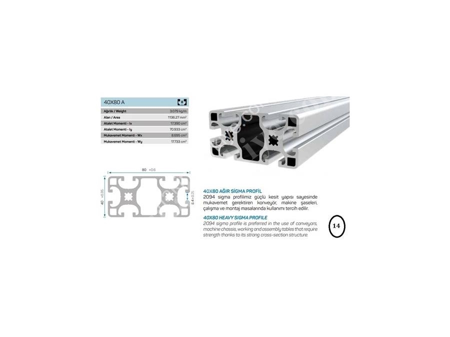 40x80 8 Kanallı Ağır Sigma Profil