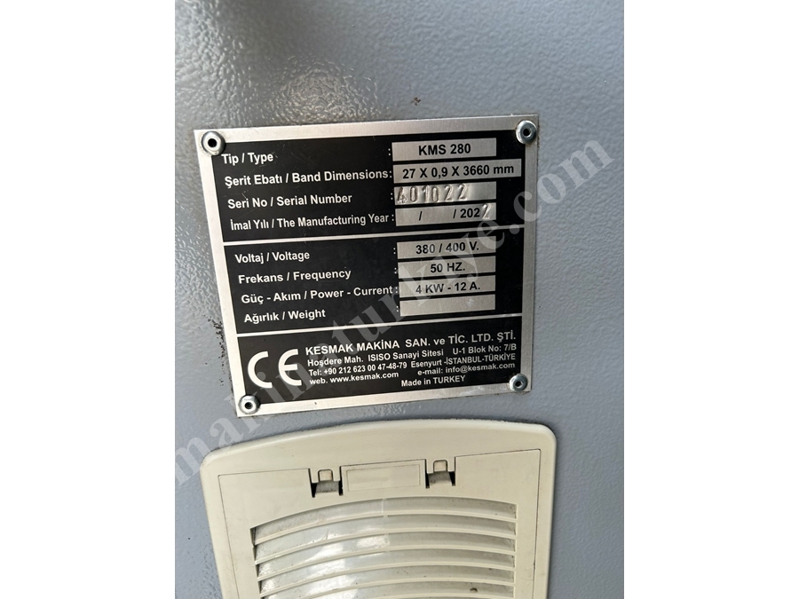 Kesmak Kms 280 Servo Sürücülü Şerit Testere Tezgahı