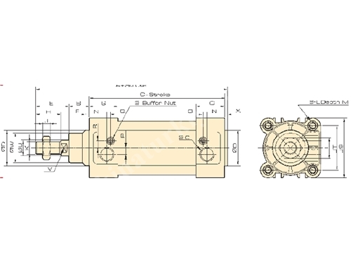 Sq Series Magnetic Pad Standard Hydraulic Cylinder