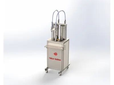 Полуавтоматическая жидкостная машина для розлива жидкости с дном объемом 1 литр и 2 соплами