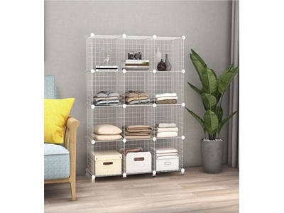 Hodbehod 12 Compartment White Color Metal Wire Portable Organizer Toy Cabinet - 0