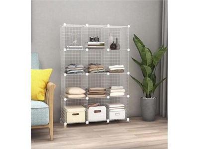 Hodbehod 12 Bölmeli Beyaz Renk Metal Tel Portatif Organizer Oyuncak Dolabı