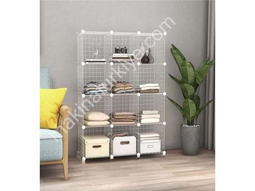Hodbehod 12 Compartment White Color Metal Wire Portable Organizer Toy Cabinet