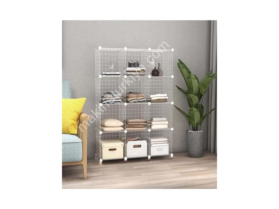Hodbehod 12 Compartment White Color Metal Wire Portable Organizer Toy Cabinet
