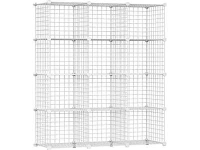 Hodbehod 12 Compartment White Color Metal Wire Portable Organizer Toy Cabinet - 1
