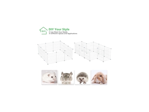 Hodbehod 12 Panel Metal Beyaz Renk Evcil Küçük Hayvan Kedi Köpek Kuş Evi Kafesi Oyun Parkı