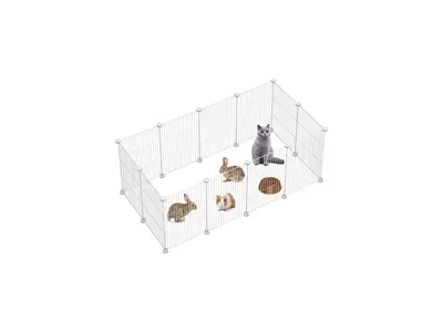 Hodbehod 12 Panel Metal Beyaz Renk Evcil Küçük Hayvan Kedi Köpek Kuş Evi Kafesi Oyun Parkı