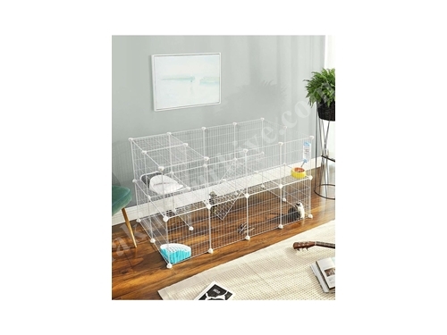 Cage pour petits animaux de compagnie en métal blanc 36 Panneaux Hodbehod