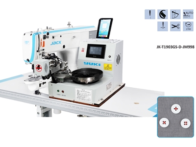 Knopf-Nähmaschine mit Eimerzuführungssperre - 0