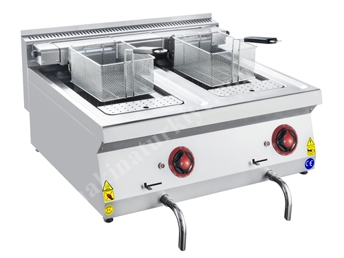 800x700x300 cm Double Edge Countertop Electric Industrial Fryer