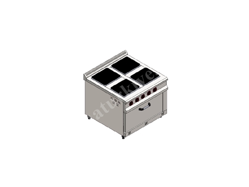 4-Burner Electric Oven Cooktop with Cabinet