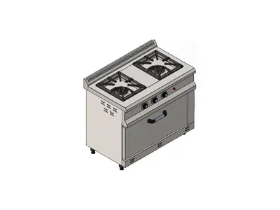 2-Burner Gas Oven Cooktop with Cabinet