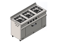 3-Burner Gas Oven Cooktop with Cabinet - 0