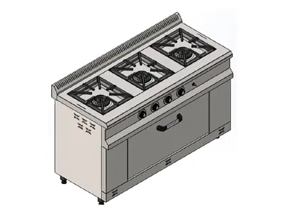 3-Burner Gas Oven Cooktop with Cabinet