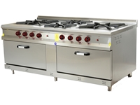 6-Burner Gas Oven Cooktop with Cabinet - 0
