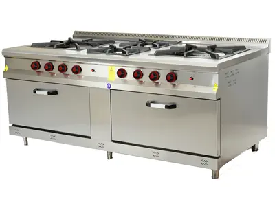 6-Burner Gas Oven Cooktop with Cabinet