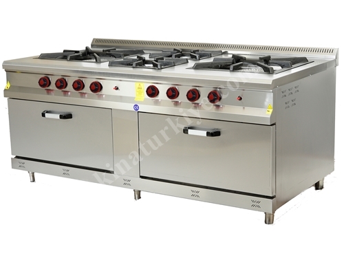 6-Burner Gas Oven Cooktop with Cabinet