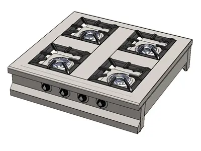 4-Burner Gas Cooktop with Cabinet