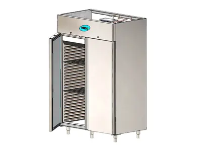 Моноблочный вертикальный холодильник с положительным температурным режимом и полками объемом 1400 литров