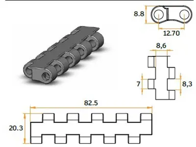 82,5 mm Modular Conveyor Belt