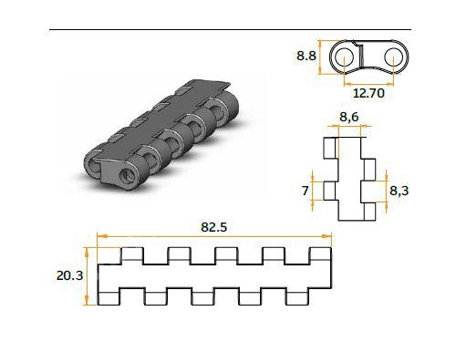 82,5 mm Modular Conveyor Belt