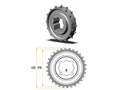 Roue dentée de convoyeur de 122,5 mm - 0