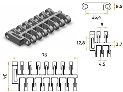 76 Mm Modular Conveyor Belt