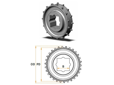 Pignon de convoyeur de 122,5 mm - 0