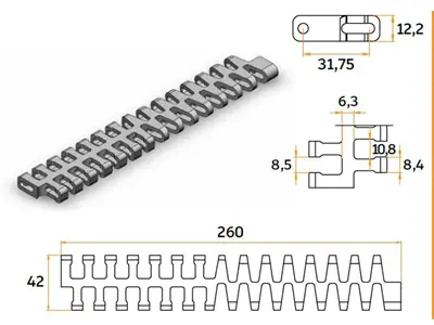 260 Mm Modular Conveyor Curve Belt